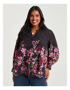 Natural Floral Border Top Print