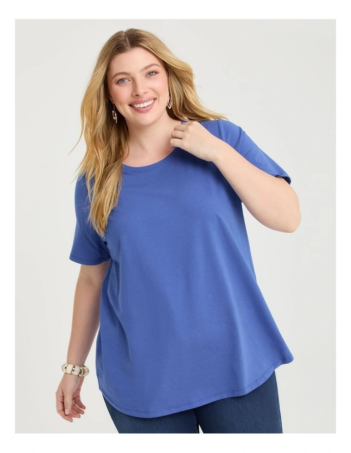 Australian Cotton Crew Neck T-shirt Radiant in Blue image 1