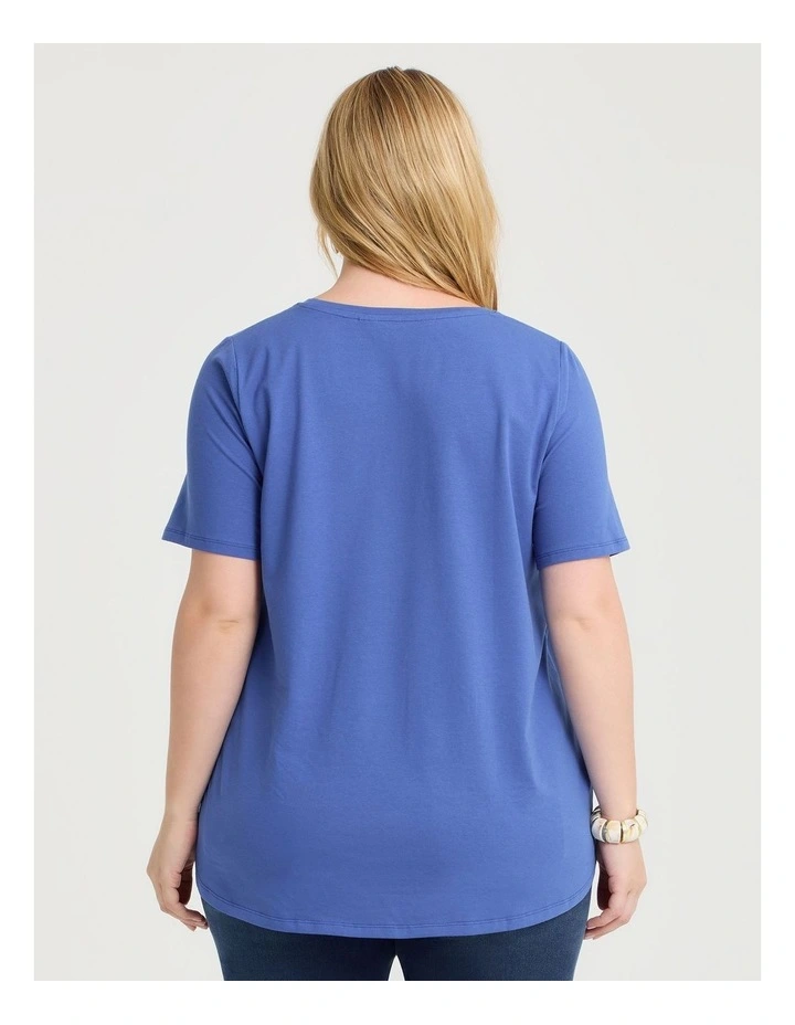 Australian Cotton Crew Neck T-shirt Radiant in Blue image 2