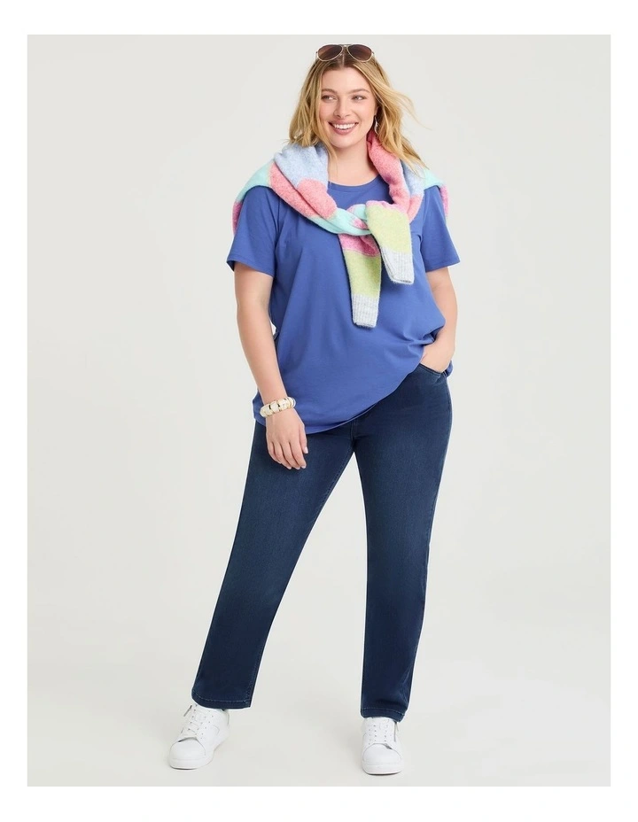 Australian Cotton Crew Neck T-shirt Radiant in Blue image 3