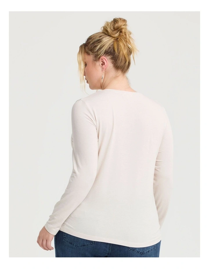 Australian Wool Blend Crew Neck Top Oatmeal Marle image 2