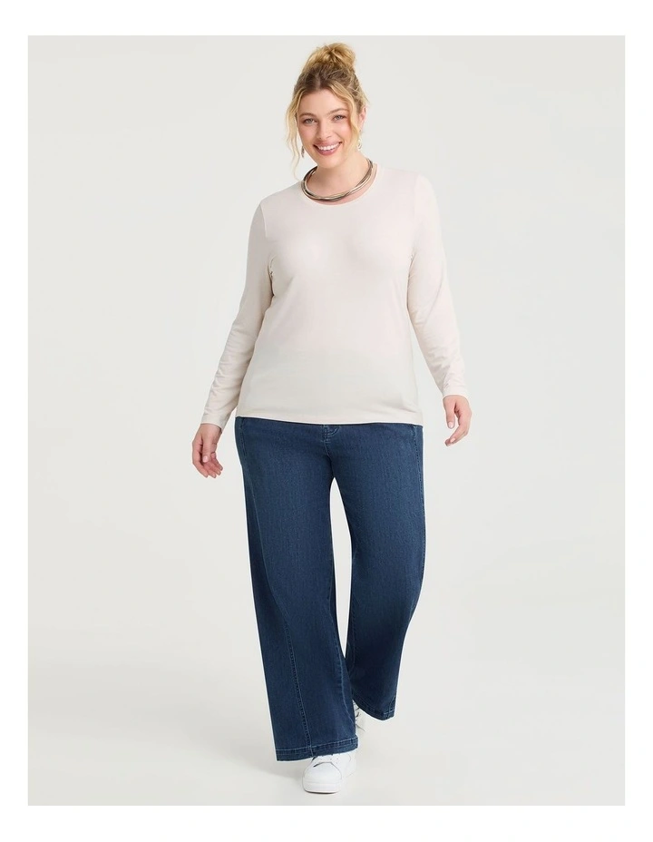 Australian Wool Blend Crew Neck Top Oatmeal Marle image 3