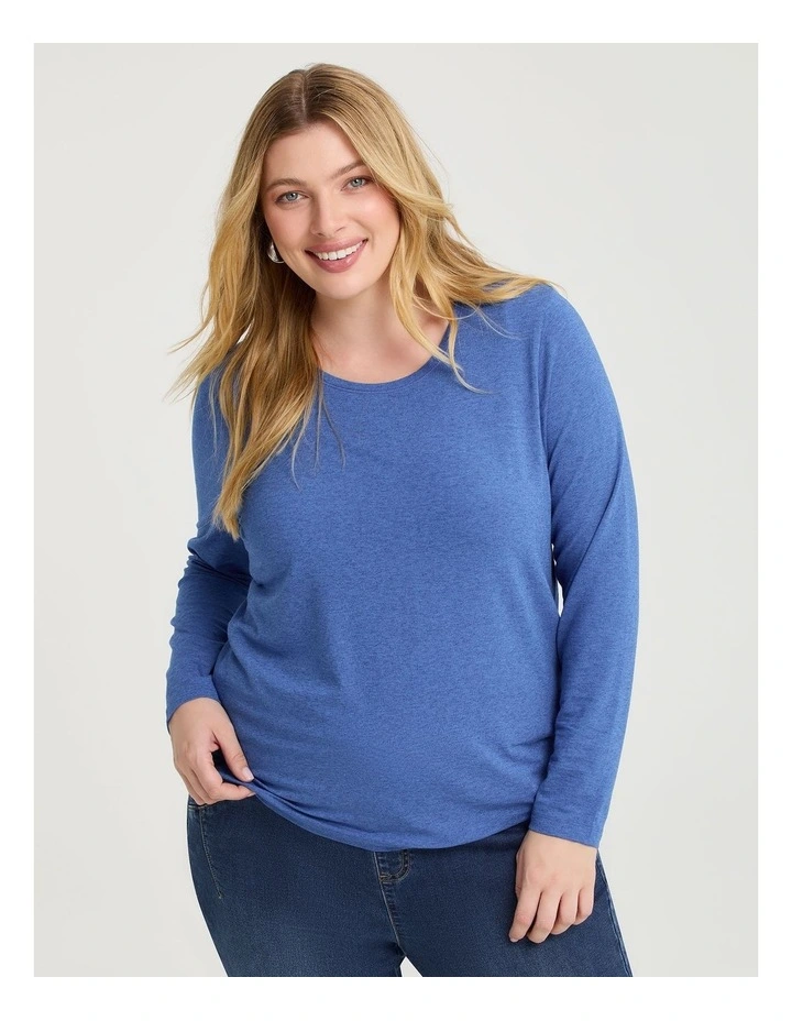 Australian Wool Blend Crew Neck Top Radiant Blue image 1