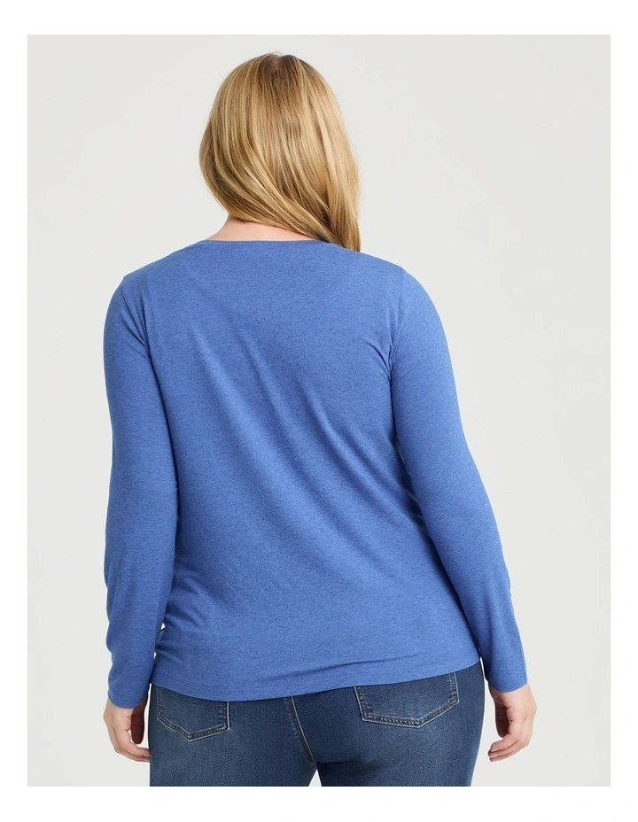 Australian Wool Blend Crew Neck Top Radiant Blue image 2