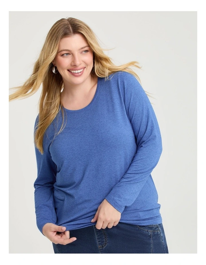 Australian Wool Blend Crew Neck Top Radiant Blue image 3