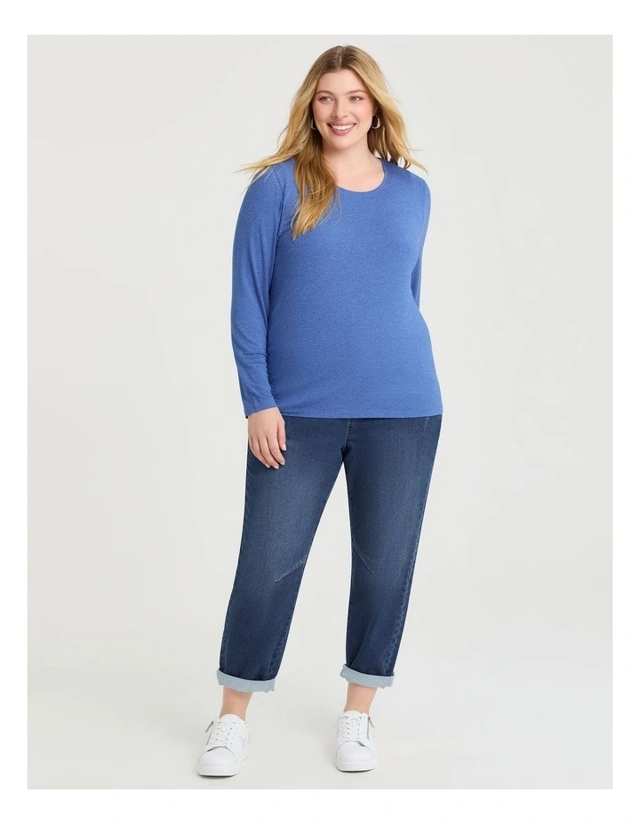 Australian Wool Blend Crew Neck Top Radiant Blue image 4