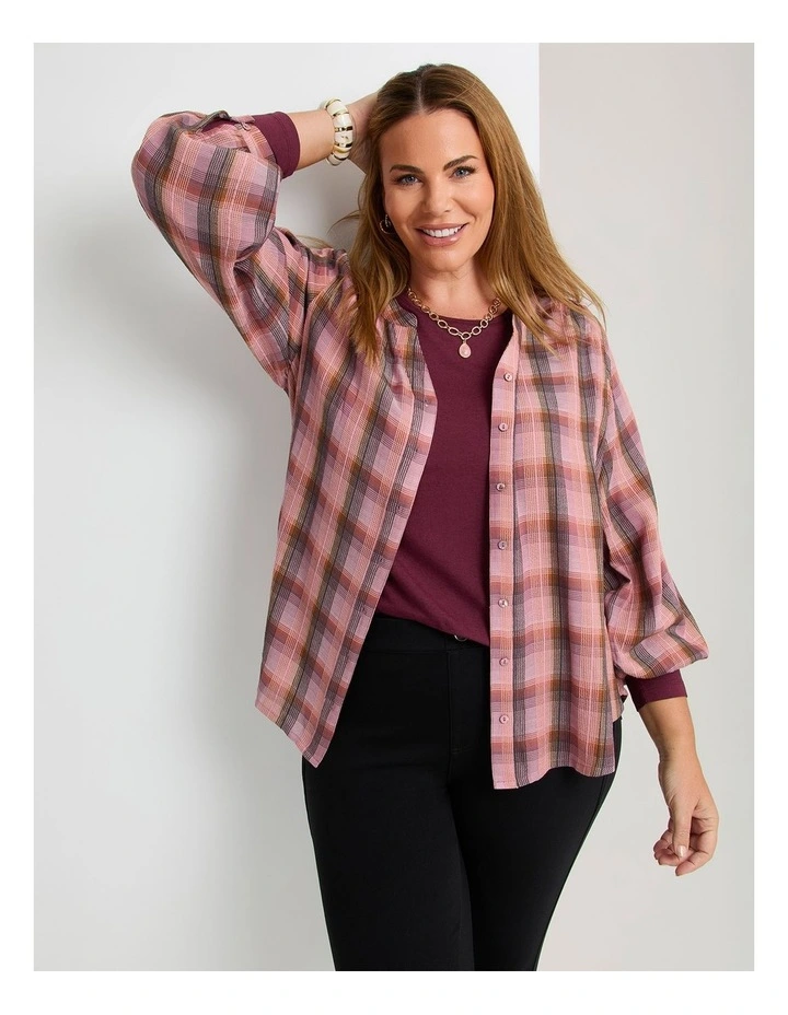 Australian Wool Blend Crew Neck Top in Red Plum image 3