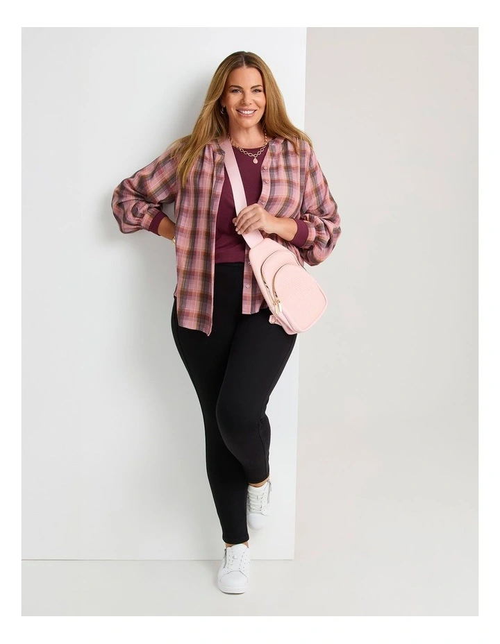 Australian Wool Blend Crew Neck Top in Red Plum image 4