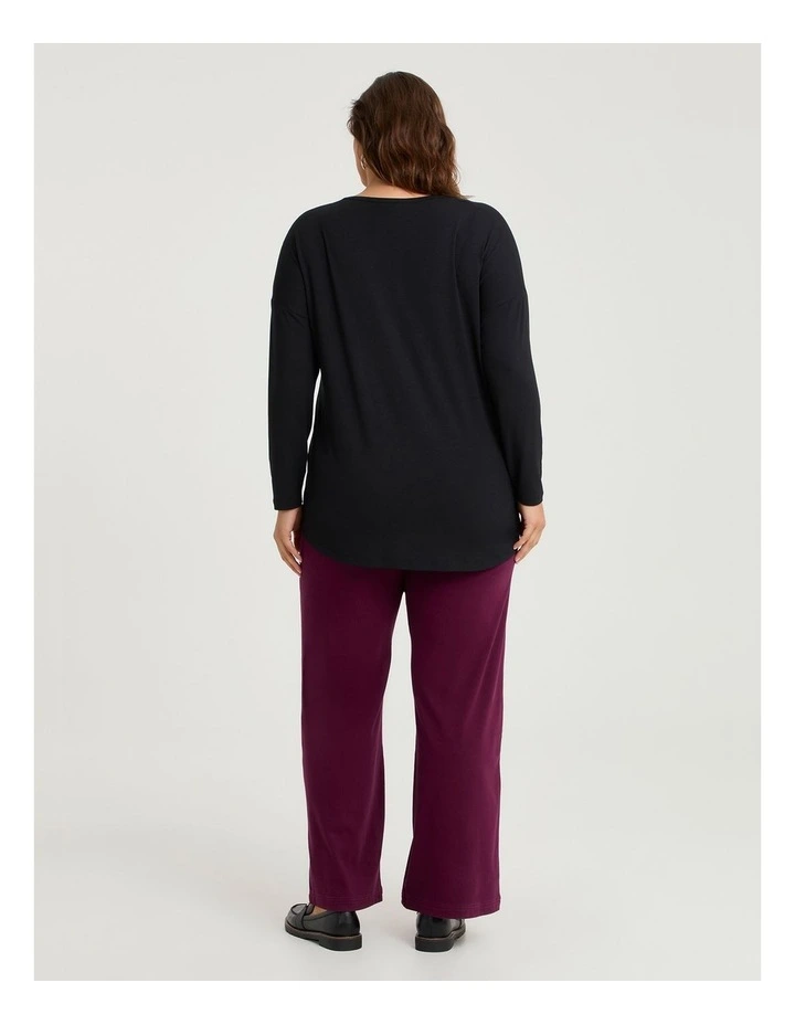 Australian Wool Blend V-neck Top Black image 2