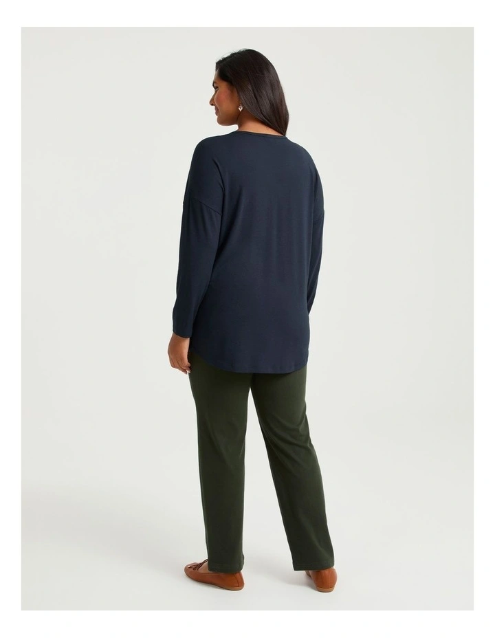 Australian Wool Blend V-neck Top Navy image 2