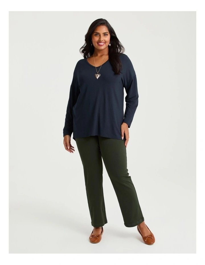 Australian Wool Blend V-neck Top Navy image 3