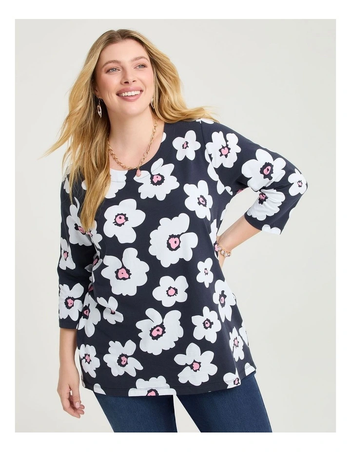 Cotton Fun Flower 3/4 Top Print image 1