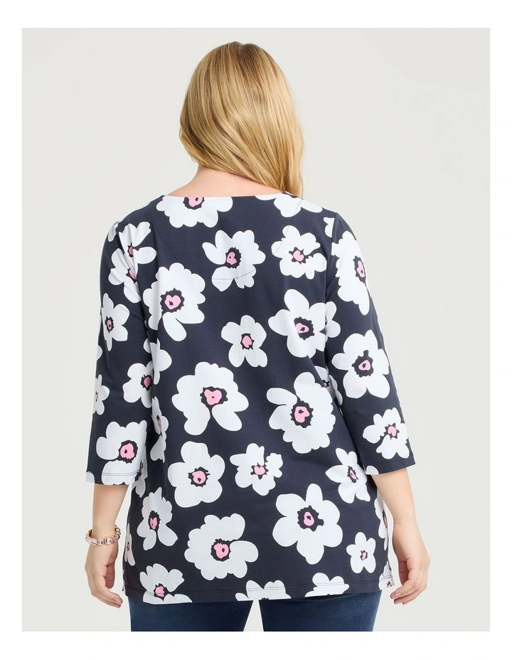 Cotton Fun Flower 3/4 Top Print image 2