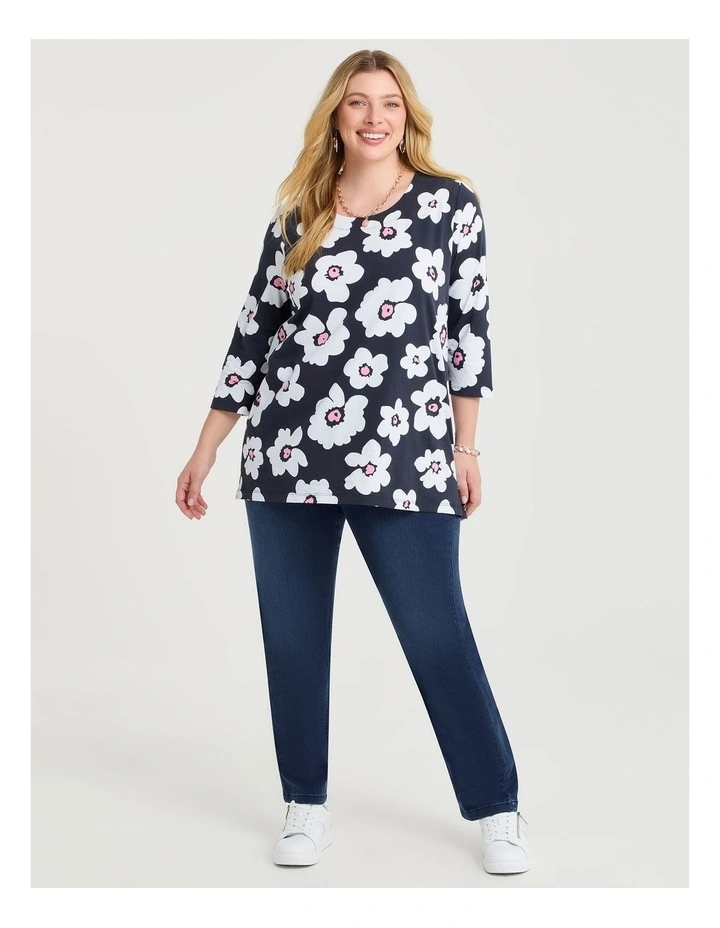 Cotton Fun Flower 3/4 Top Print image 2