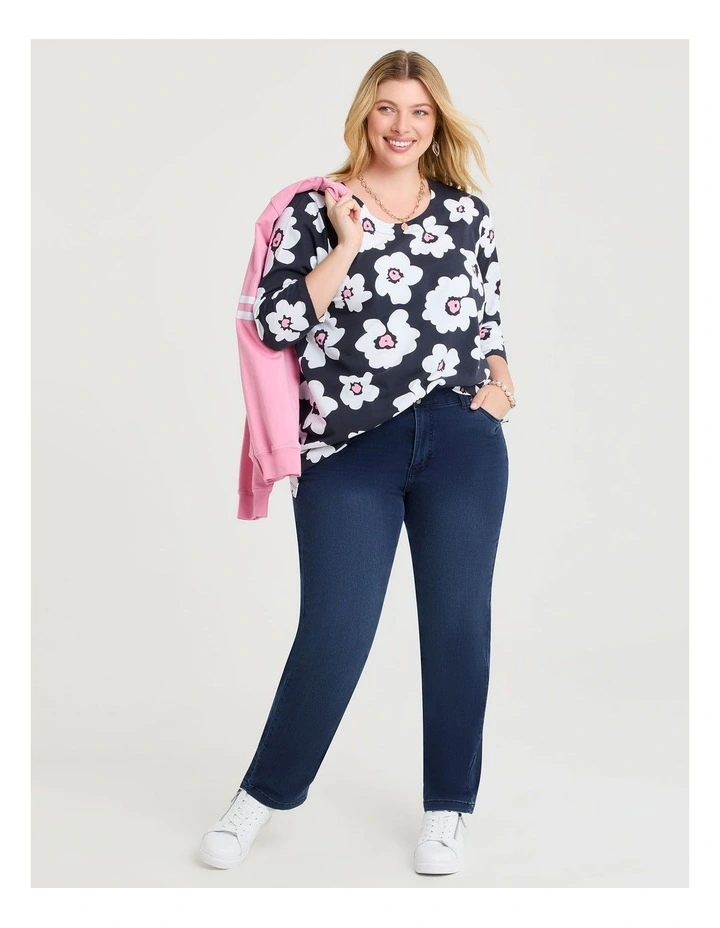 Cotton Fun Flower 3/4 Top Print image 3