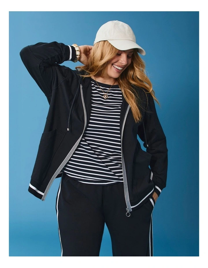 Cotton Stripe 3/4 Top Navy/white image 5