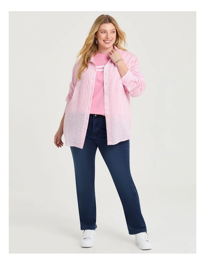 Cotton Chest Stripe Sweatshirt Rosewood image 3