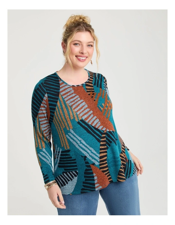 Bamboo Cosy Abstract Stripe Top in Print image 1