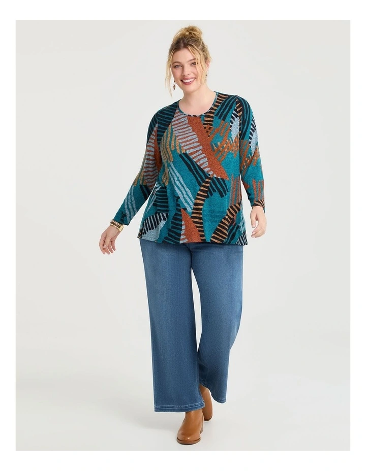 Bamboo Cosy Abstract Stripe Top in Print image 3