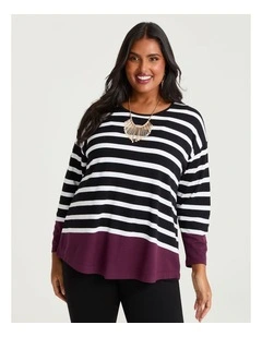 Bamboo Ponte Border Stripe Top Stripe