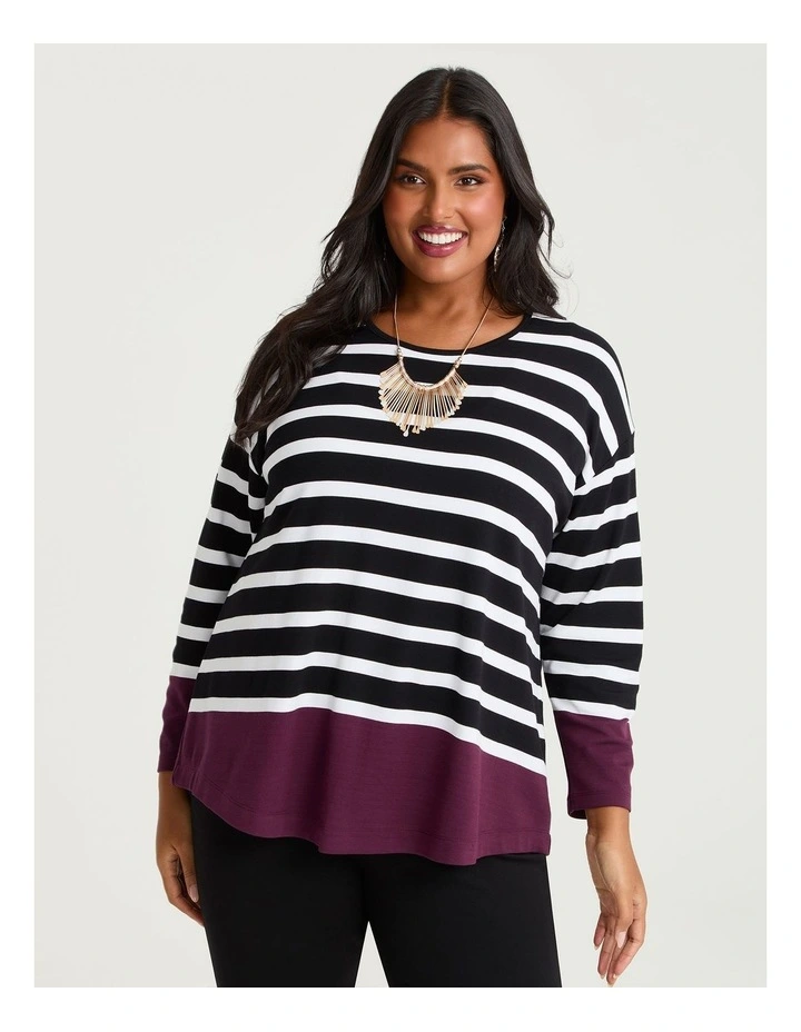 Bamboo Ponte Border Stripe Top Stripe image 1