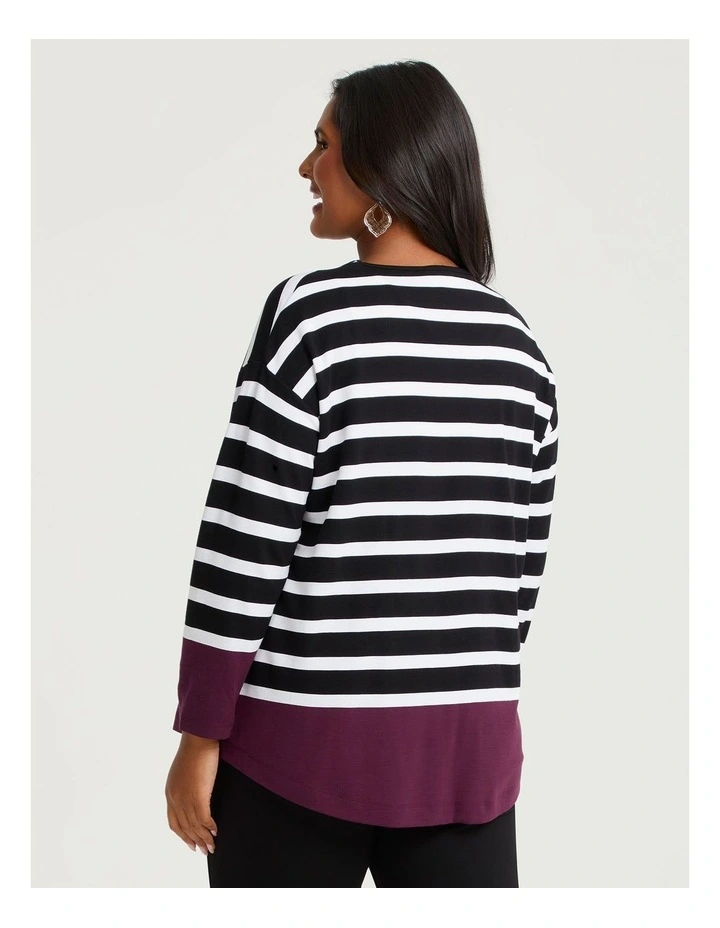 Bamboo Ponte Border Stripe Top Stripe image 2