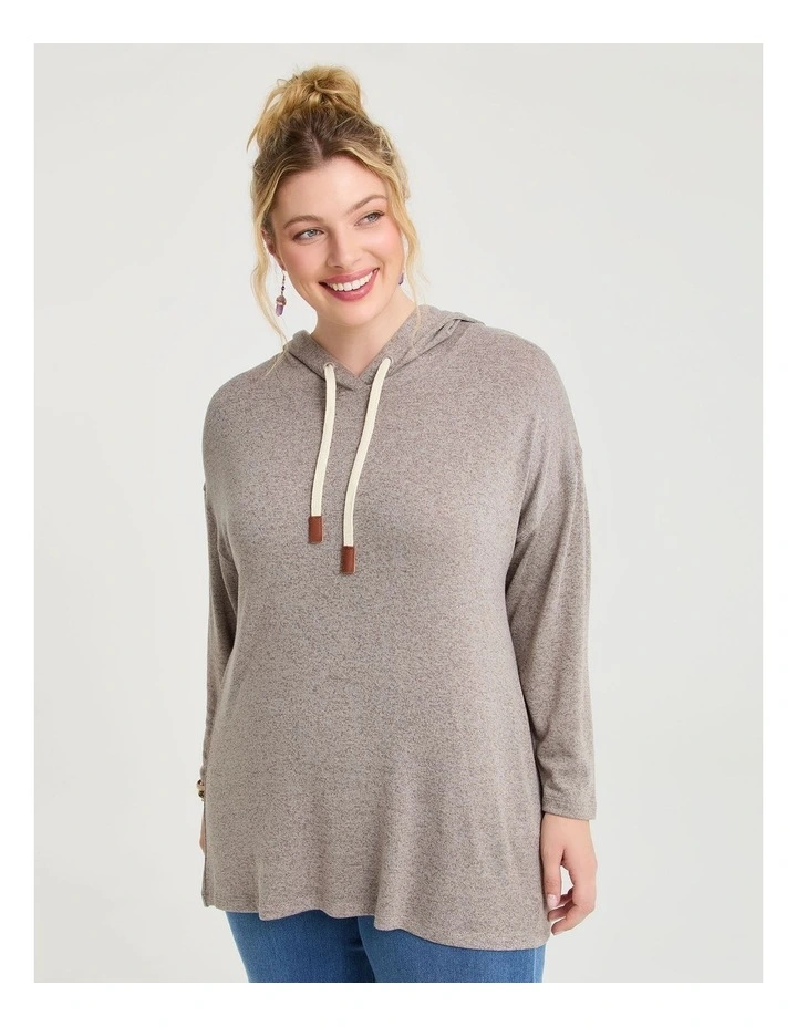 Bamboo Cosy Hooded Top in Mocha Marle image 1