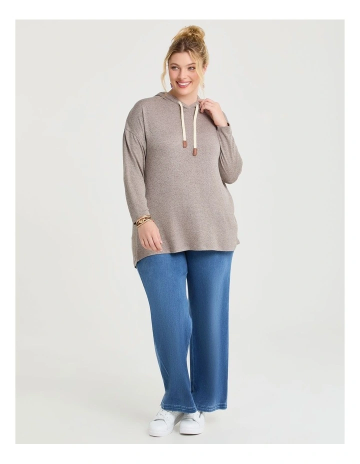 Bamboo Cosy Hooded Top in Mocha Marle image 3