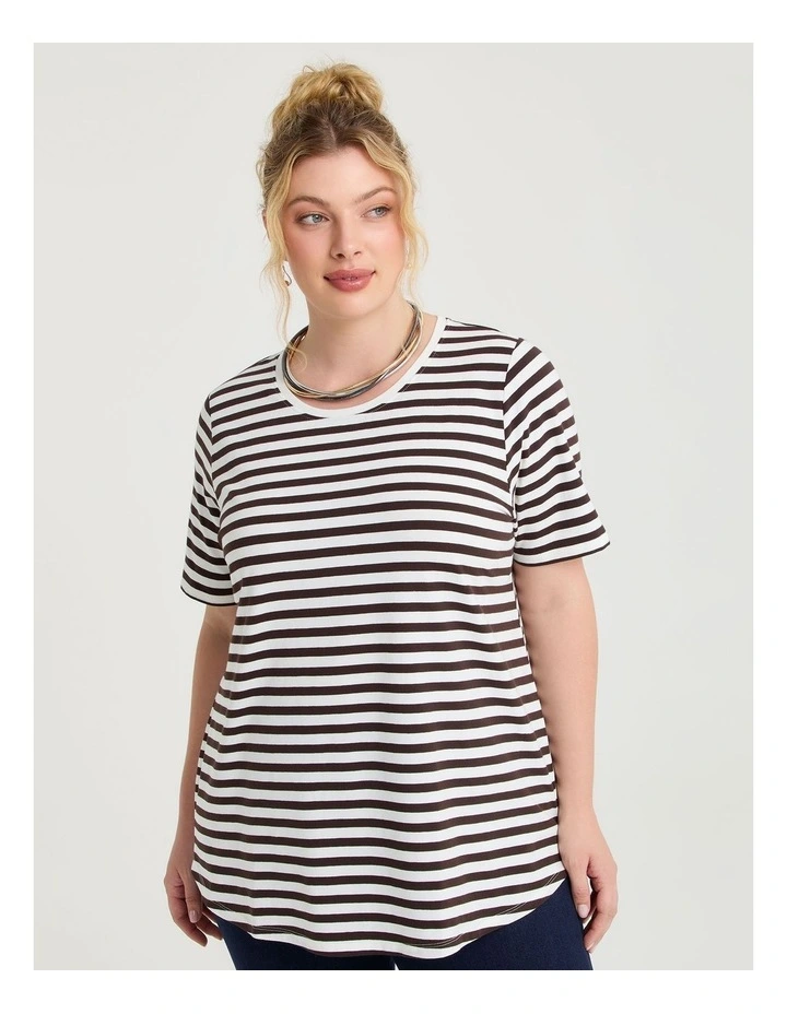 Good Earth Australian Cotton Stripe T-shirt in Multi image 1