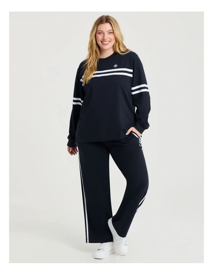 Cotton Side Stripe Trackpant in Navy image 3