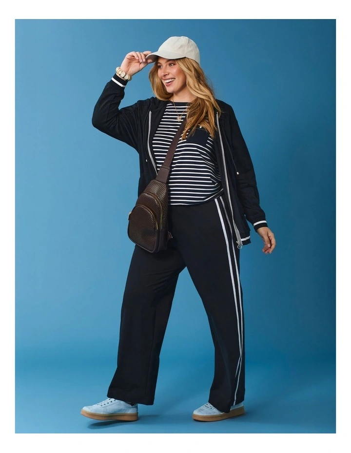 Cotton Side Stripe Trackpant in Navy image 4