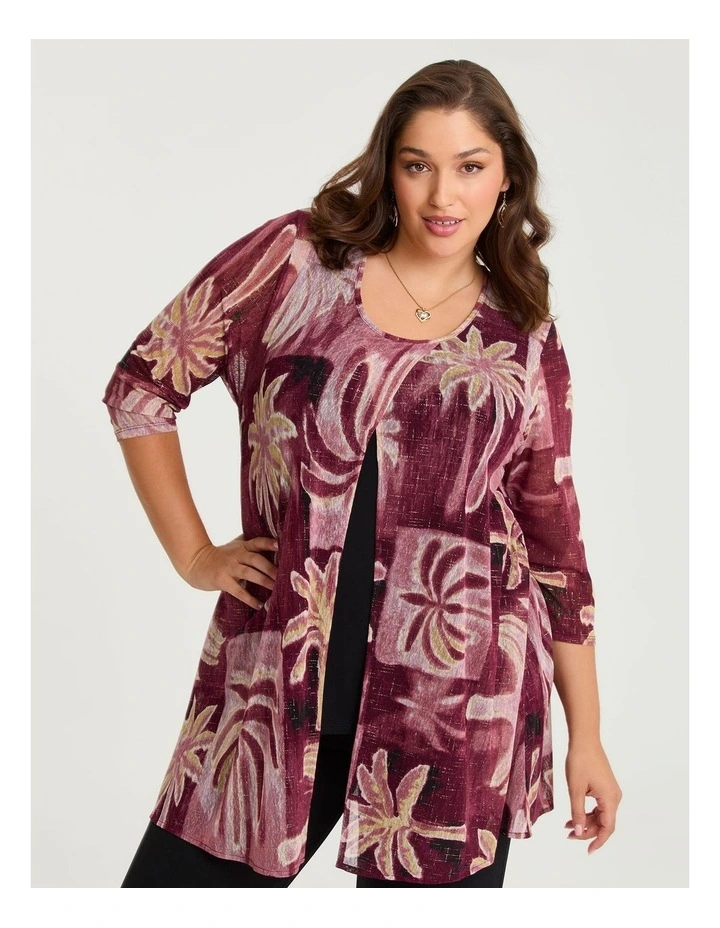 Melrose Palm Mesh Layered Tunic Print image 1