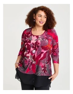 Floral Flame Burnout Tunic in Multi