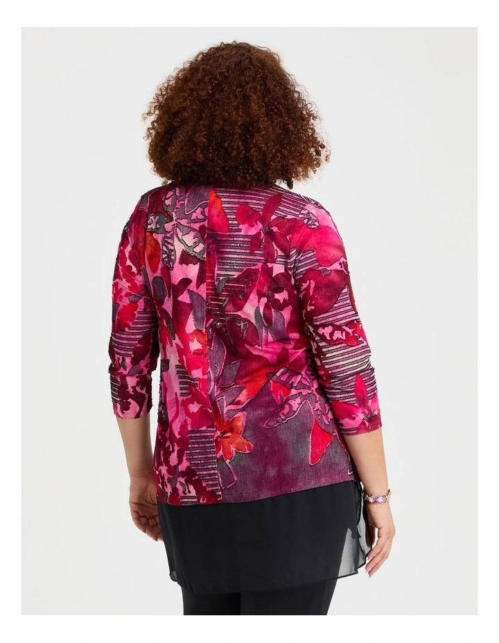 Floral Flame Burnout Tunic in Multi image 2