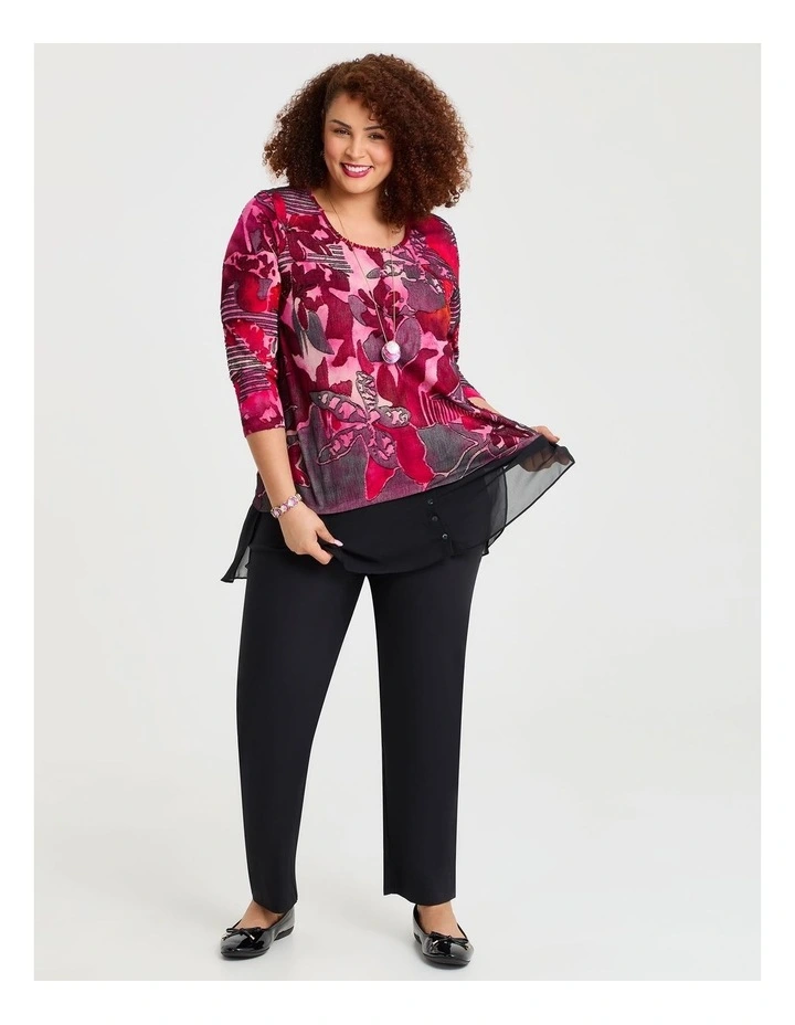 Floral Flame Burnout Tunic in Multi image 3