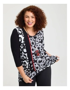 Swirl Spliced And Foil Natural Top in Multi