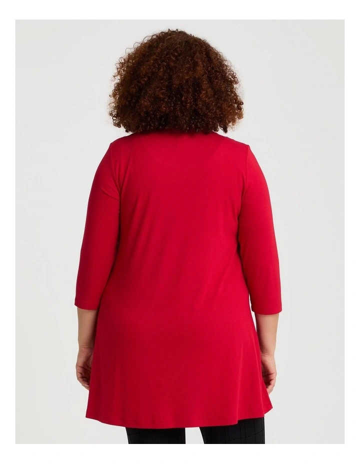 Button Me Up Wiseguy Natural Tunic in Ribbon Red image 2