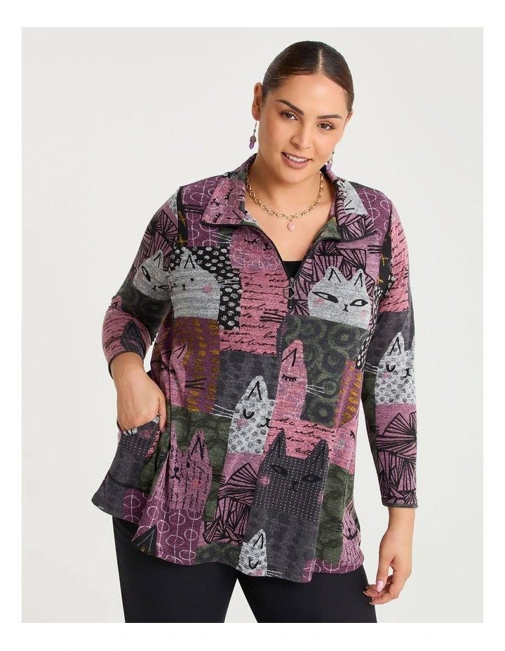 Kiki Kat Zip Collar Snug Tunic Print image 1
