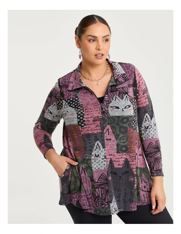 Kiki Kat Zip Collar Snug Tunic Print image 3