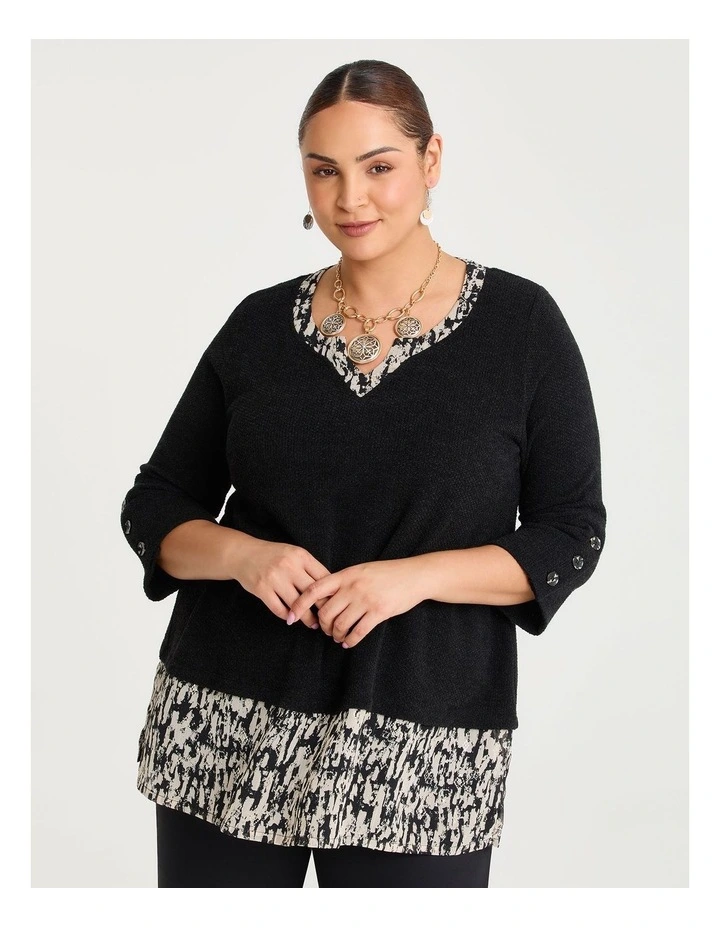 Waffle Snug & Chiffon Tunic Black image 1