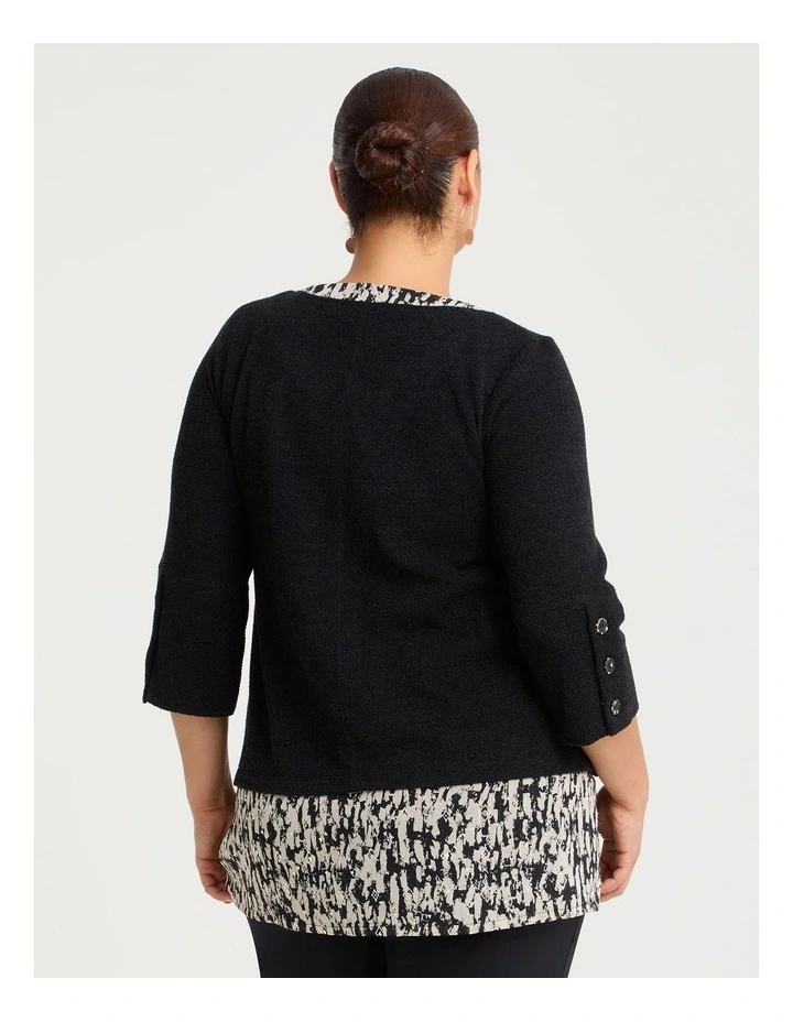 Waffle Snug & Chiffon Tunic Black image 2