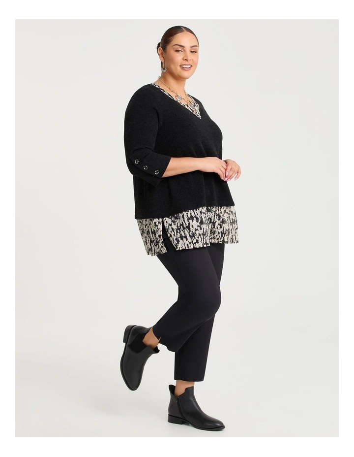 Waffle Snug & Chiffon Tunic Black image 4