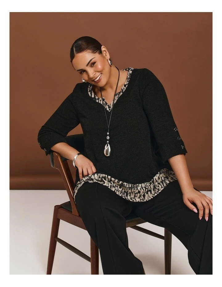 Waffle Snug & Chiffon Tunic Black image 5