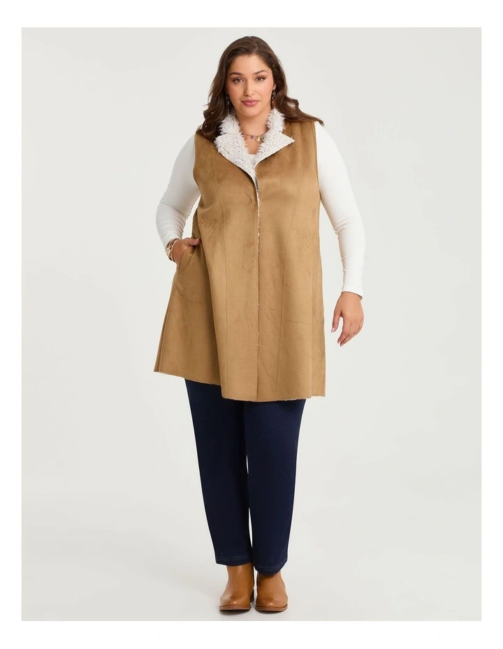 Penny Lane Faux Shearling Vest Caramel image 1