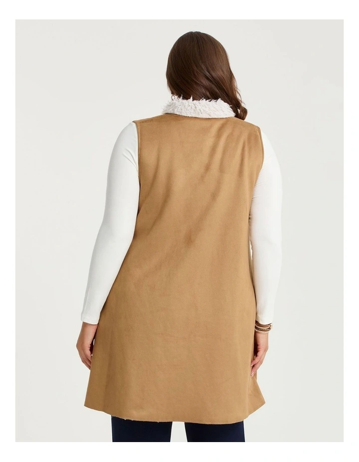 Penny Lane Faux Shearling Vest Caramel image 2