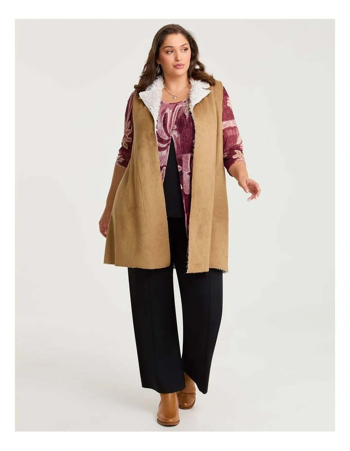 Penny Lane Faux Shearling Vest Caramel image 3