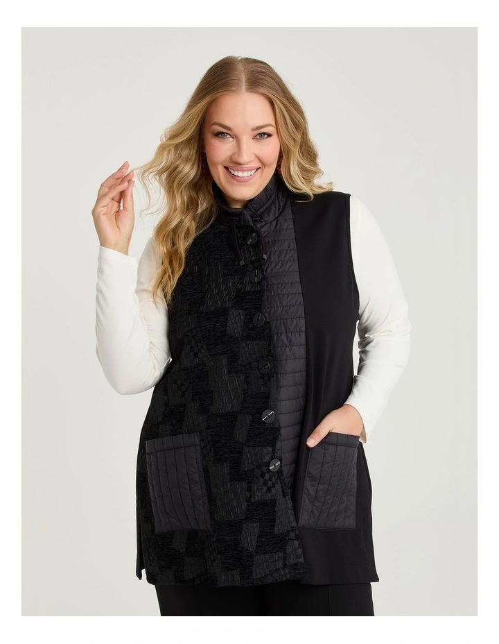 Bamboo Ponte & Jacquard Vest Black image 1