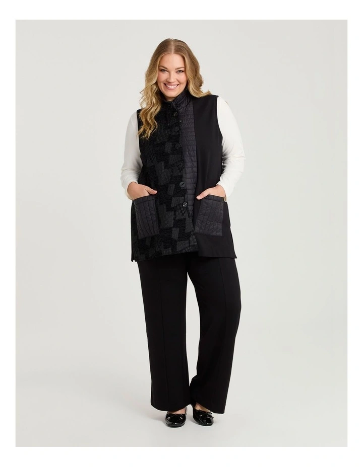 Bamboo Ponte & Jacquard Vest Black image 3