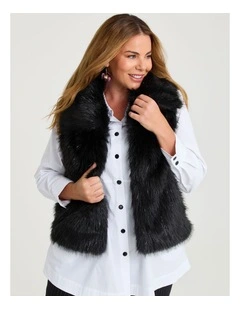 Faux Fur Aria Vest Black/silver