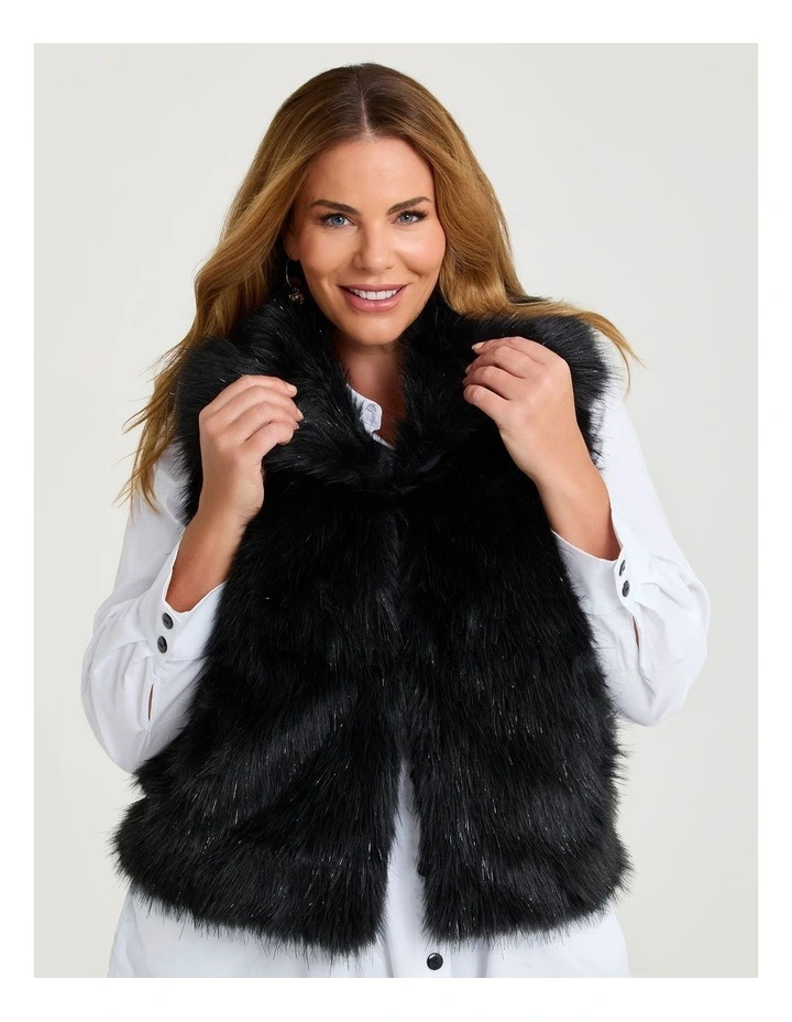 Faux Fur Aria Vest Black/silver image 3